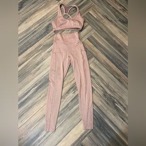 Dusty pink ribbed pocket leggings and matching top